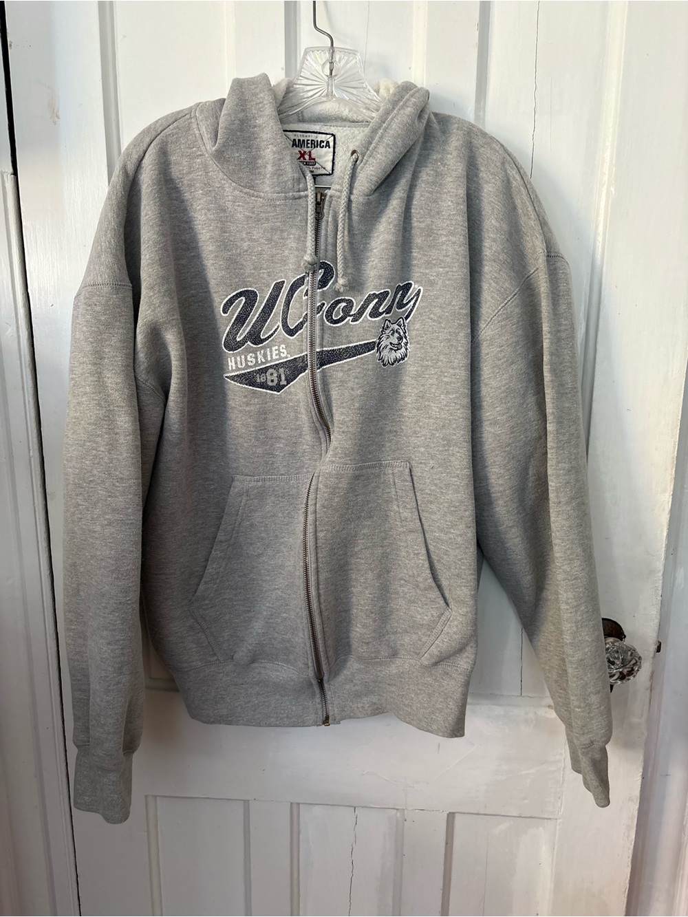 J. America UConn Gray Full Zip Hoodie